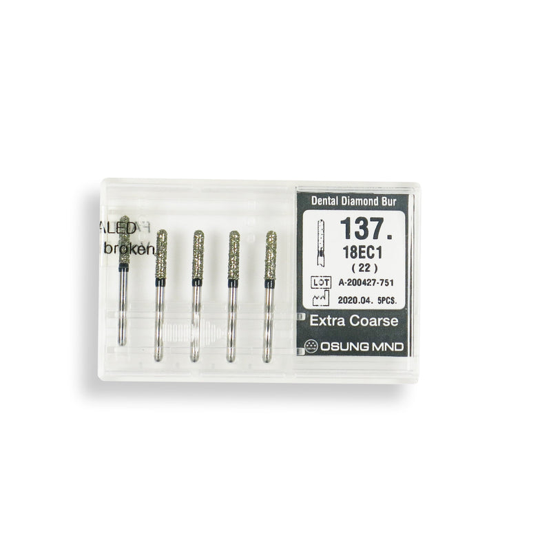 Cylindrical, Hemispherical End 1.8 mm Dia. Extra Coarse Grit Diamond Bur 5 per pack. 137.18EC1