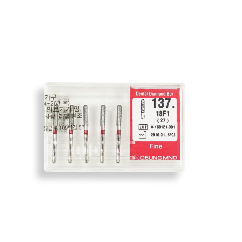 Cylindrical, Hemispherical End 1.8 mm Dia. Fine Grit Diamond Bur 5 per pack. 137.18F1