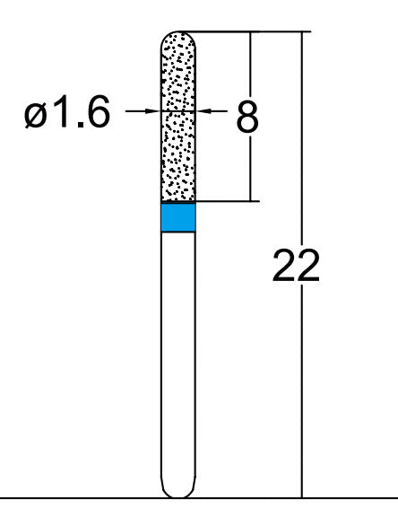 Cylindrical, Hemispherical End 1.6 mm Dia. Medium Grit Diamond Bur 5 per pack. 137.16M1