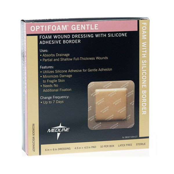 OPTIFOAM® GENTLE FOAM DRESSING, 6 X 6 INCH, SOLD AS 100/CASE MEDLINE MSC2066EP