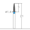 Cylindrical, Ogival End 1.4 mm Dia. Medium Grit Diamond Bur 5 per pack. 245.14M1