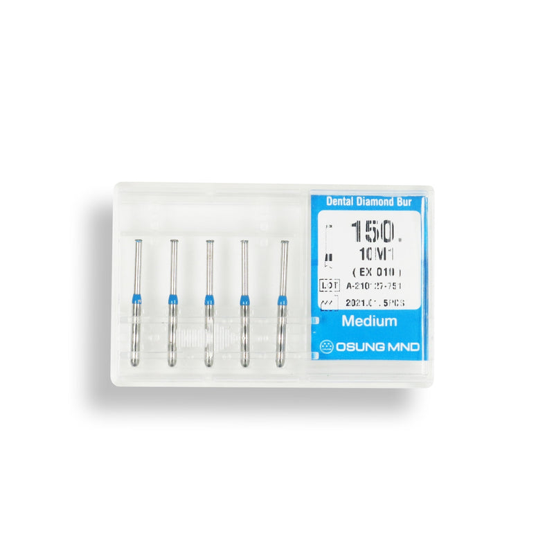 Cylindrical, End Cutting Only 1 mm Dia. Medium Grit Diamond Bur, 5 per pack. 150.10M1 - Osung USA
