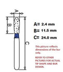 Diamond Burs, Taper Round Shape, Standard Grit Multi-Use 199Tr-19 - Osung USA