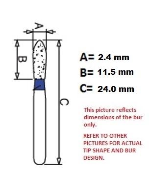 Diamond Burs, Taper Round Shape, Standard Grit Multi-Use 199Tr-19 - Osung USA