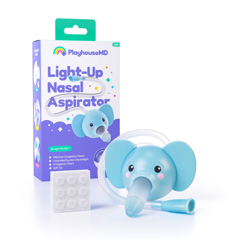 PLAYHOUSE MD NASAL ASPIRATOR FOR BABIES AND TODDLERS, BLUE, ELEPHANT CHARACTER, SOLD AS 12/CASE PLAYHOUSE 1021