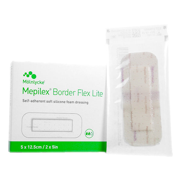 MEPILEX® BORDER FLEX LITE SILICONE FOAM DRESSING, 2 X 5 INCH, SOLD AS 5/BOX MOLNLYCKE 581100