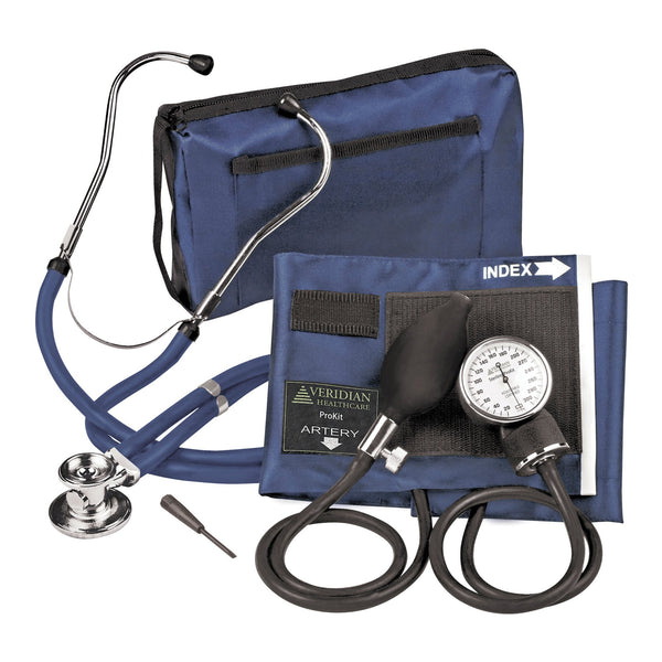 STERLING SERIES PROKIT™ ANEROID SPHYGMOMANOMETER WITH STETHOSCOPE, DARK BLUE, SOLD AS 20/CASE VERIDIAN 02-12602