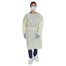 McKesson AAMI Level 2 Isolation Gown, Tape Tab Neck Style, Extra Large, Yellow, 100/CS