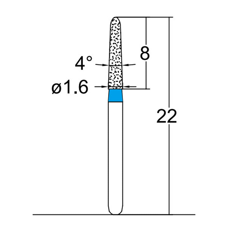 Torpedo, Conical 1.6 mm Dia. Medium Grit Diamond Bur 5 per pack. 294.16M3