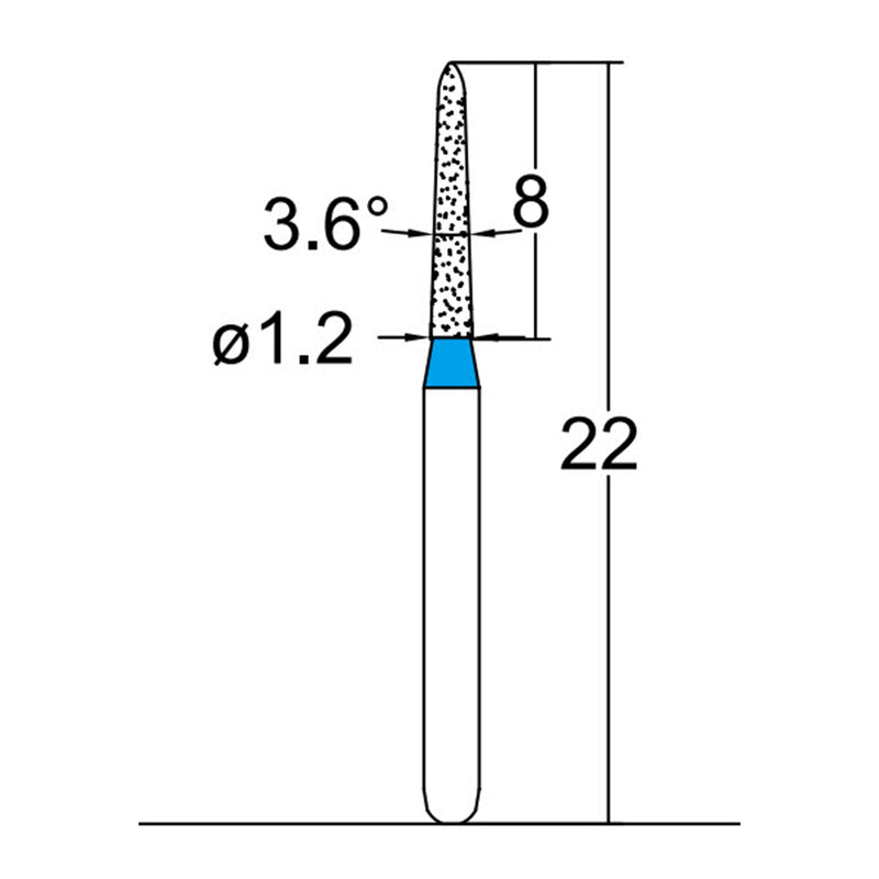 Torpedo, Conical 1.2 mm Dia. Medium Grit Diamond Bur 5 per pack. 294.12M3