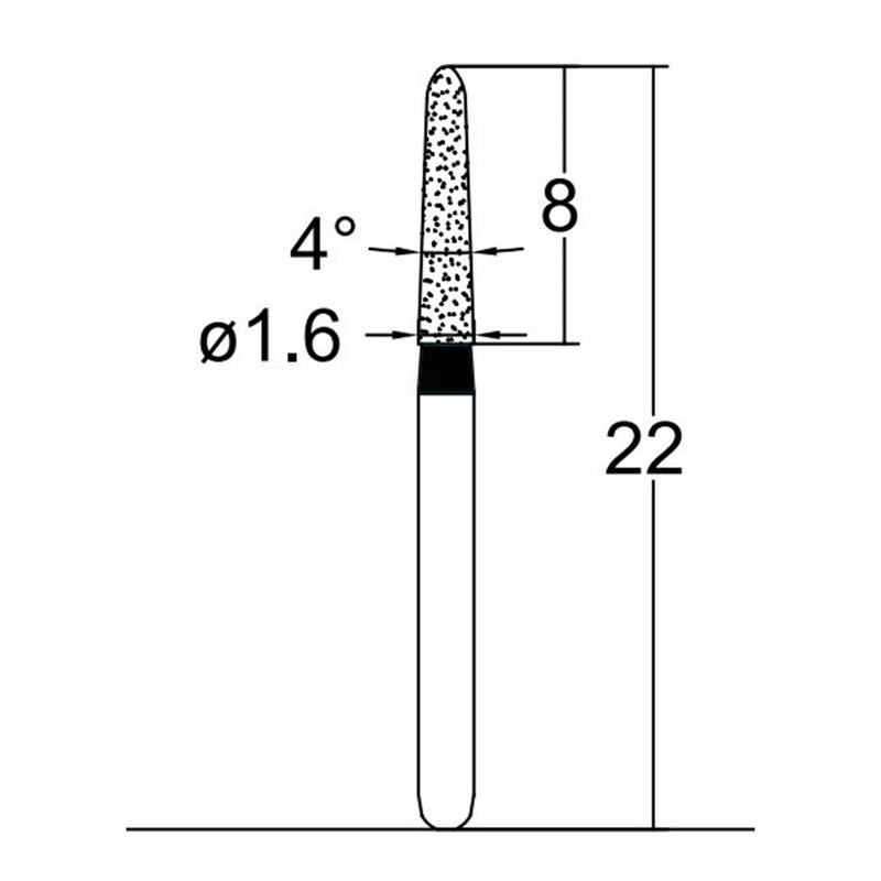 Torpedo, Conical 1.6 mm Dia. Extra Coarse Grit Diamond Bur 5 per pack. 294.16EC3