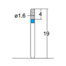 Cylindrical, Rounded Edge 1.6 mm Dia. Medium Grit Diamond Bur 5 per pack. 156.16M1 - Osung USA