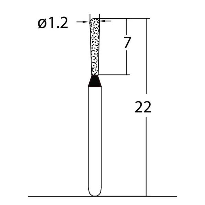 Pear 1.2 mm Dia. Extra Coarse Grit Diamond Bur 5 per pack. 237.12EC3