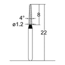 Torpedo, Conical 1.2 mm Dia. Extra Coarse Grit Diamond Bur 5 per pack. 294.12EC4 - Osung USA
