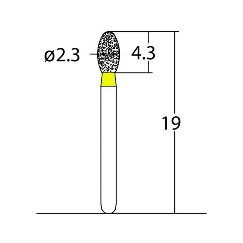 Egg 2.3 mm Dia. Extra Fine Grit Diamond Bur 5 per pack. 277.23EF1
