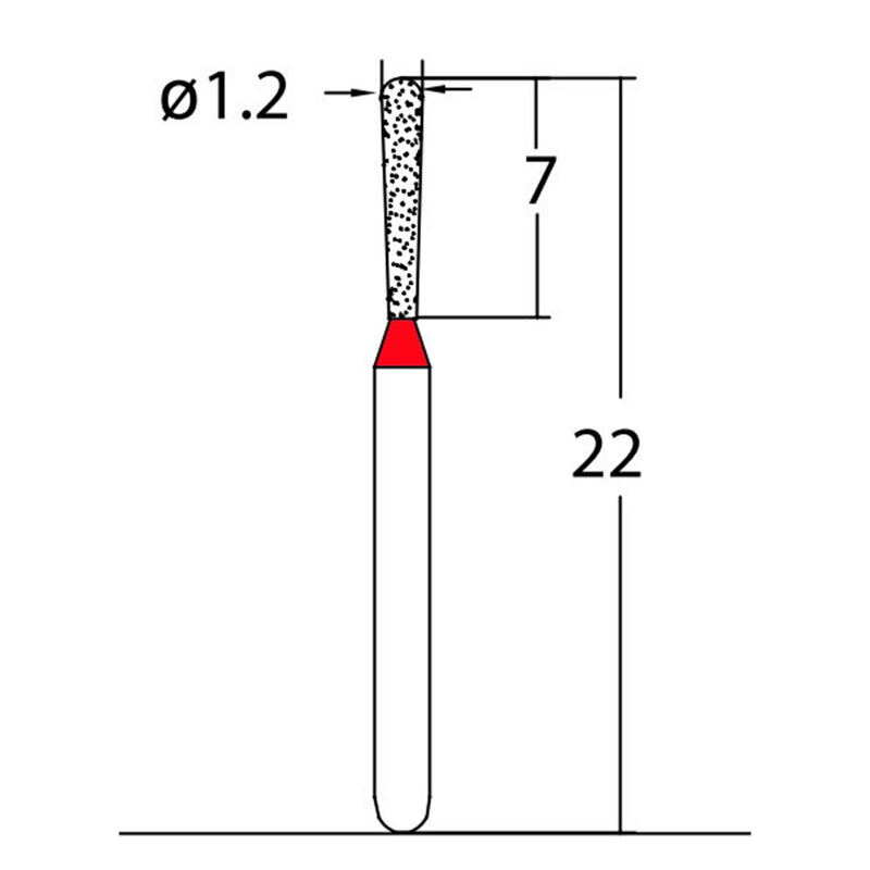 Pear 1.2 mm Dia. Fine Grit Diamond Bur 5 per pack. 237.12F3
