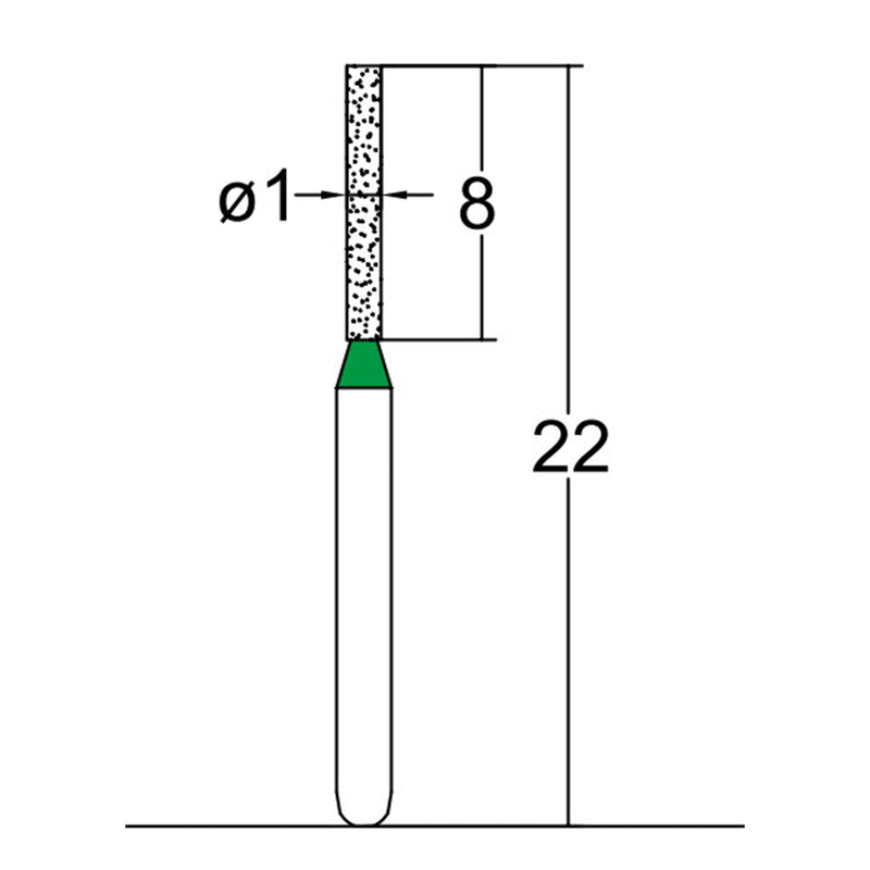 Cylindrical 1 mm Dia. Coarse Grit Diamond Bur 5 per pack. 107.10C4