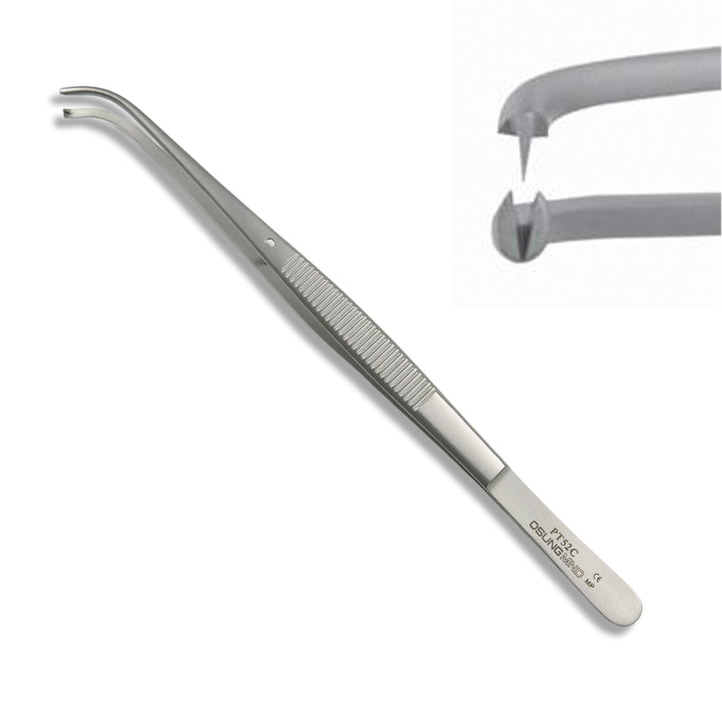 Osung 5.9" Curved Tissue Forceps 1 x 2 Teeth Semkin Tissue Pliers Premium -PT52C - Osung USA