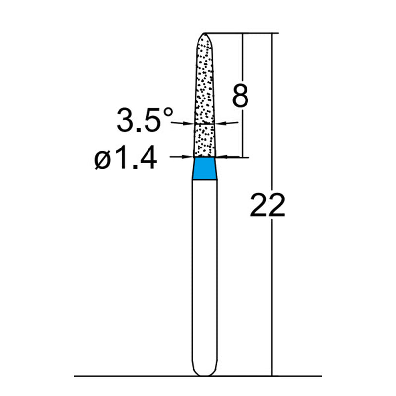 Torpedo, Conical 1.4 mm Dia,  Medium Grit Diamond Bur 5 per pack. 294.14M2