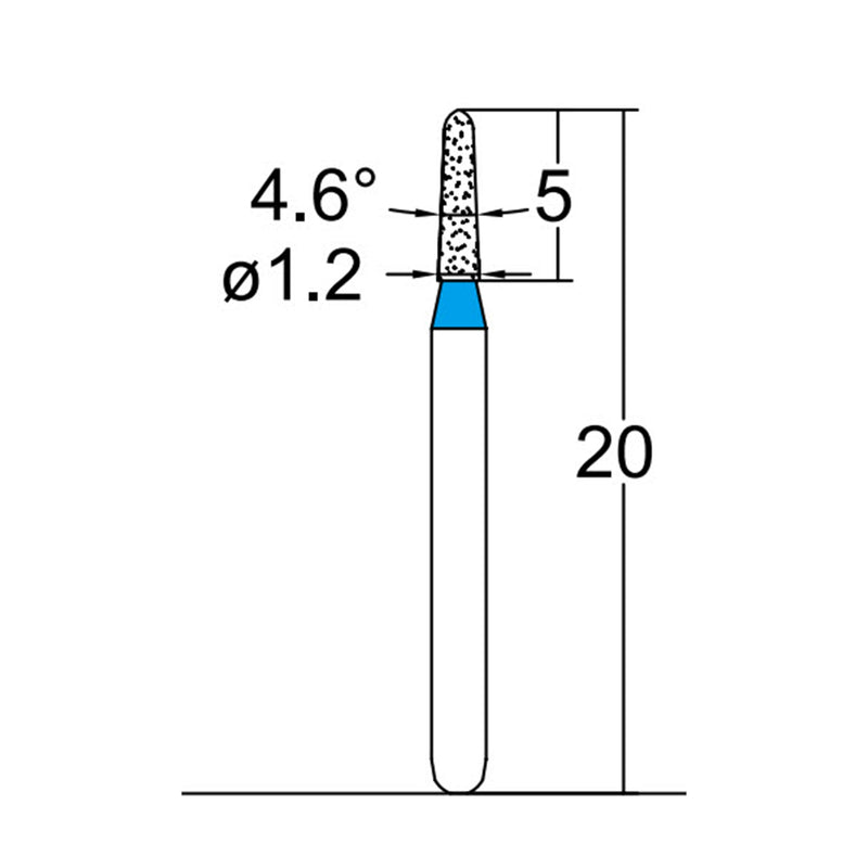 Torpedo, Conical 1.2 mm Dia. Medium Grit Diamond Bur 5 per pack. 294.12M1