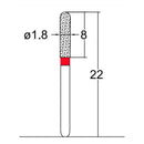 Cylindrical, Hemispherical End 1.8 mm Dia. Fine Grit Diamond Bur 5 per pack. 137.18F1