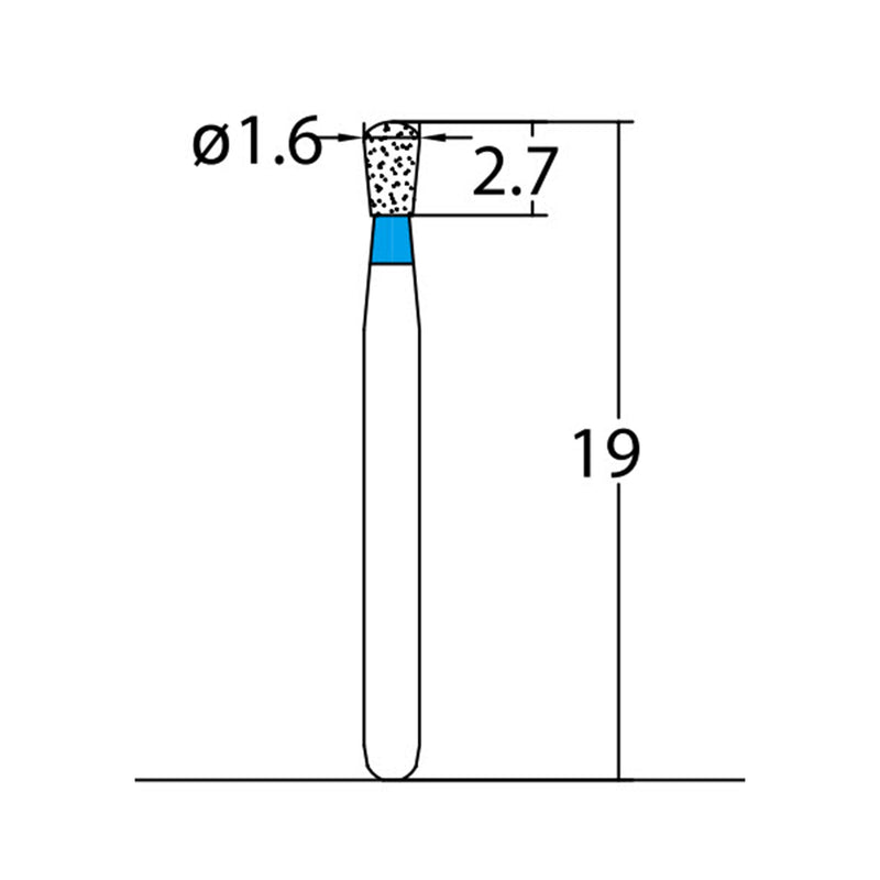 Pear 1.6 mm Dia. Medium Grit Diamond Bur 3 per pack. 237.16M1