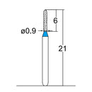 Torpedo, Cylindrical 0.9 mm Dia. Medium Grit Diamond Bur 5 per pack. 284.9M2