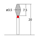 Double Conical, Symmetrical, Short 3.5 mm Dia. Fine Grit Diamond Bur 5 per pack. 037.35F1