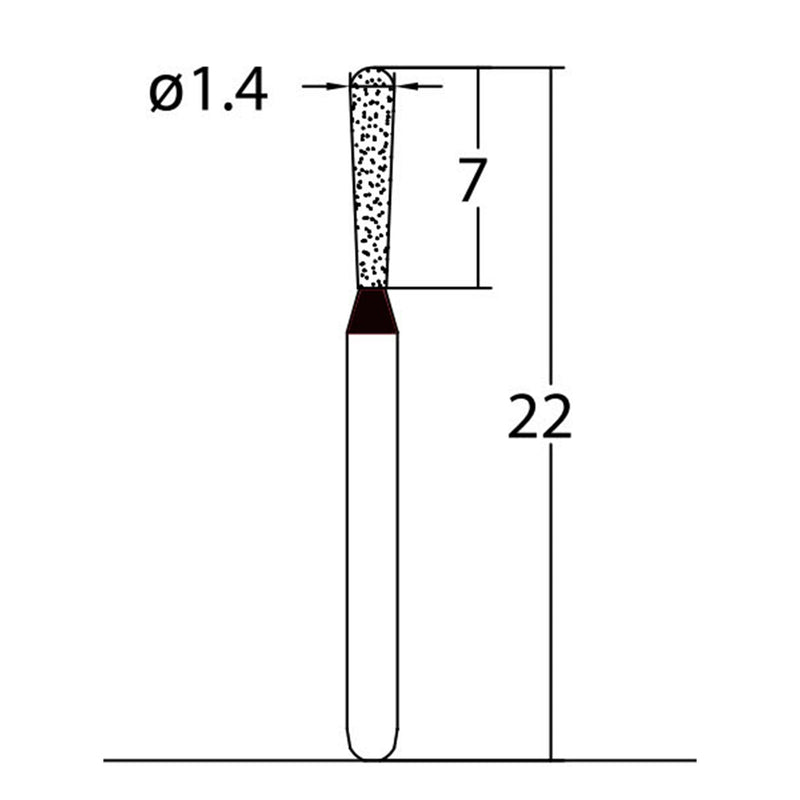 Pear 1.4 mm Dia. Extra Coarse Grit Diamond Bur 5 per pack. 237.14EC3
