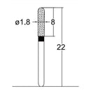 Cylindrical, Hemispherical End 1.8 mm Dia. Extra Coarse Grit Diamond Bur 5 per pack. 137.18EC1