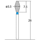 Double Conical, Symmetrical, Short 3.5 mm Dia. Medium Grit Diamond Bur 5 per pack. 037.35M2