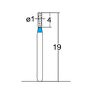 Cylindrical 1 mm Dia. Medium Grit Diamond Bur 5 per pack. 107.10M2