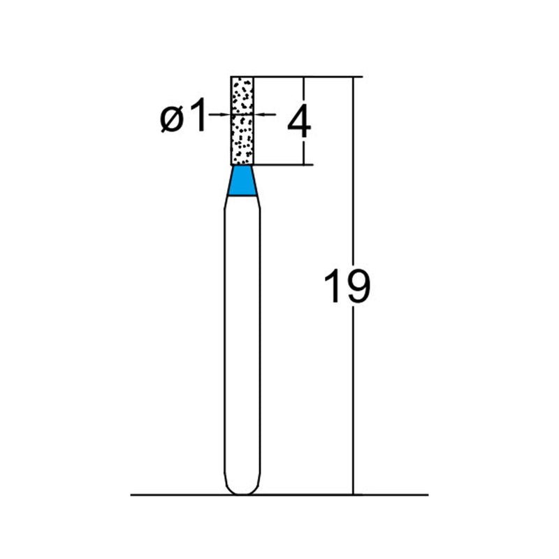 Cylindrical 1 mm Dia. Medium Grit Diamond Bur 5 per pack. 107.10M2
