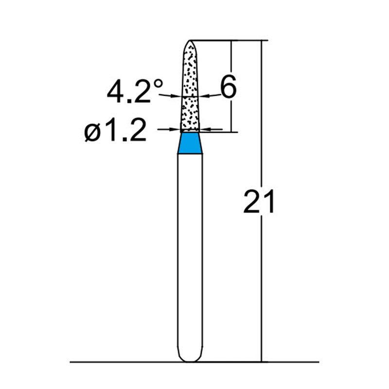 Torpedo, Conical 1.2 mm Dia. Medium Grit Diamond Bur 5 per pack. 294.12M2