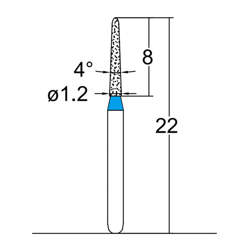 Torpedo, Conical 1.2 mm Dia. Medium Grit Diamond Bur 5 per pack. 294.12M4
