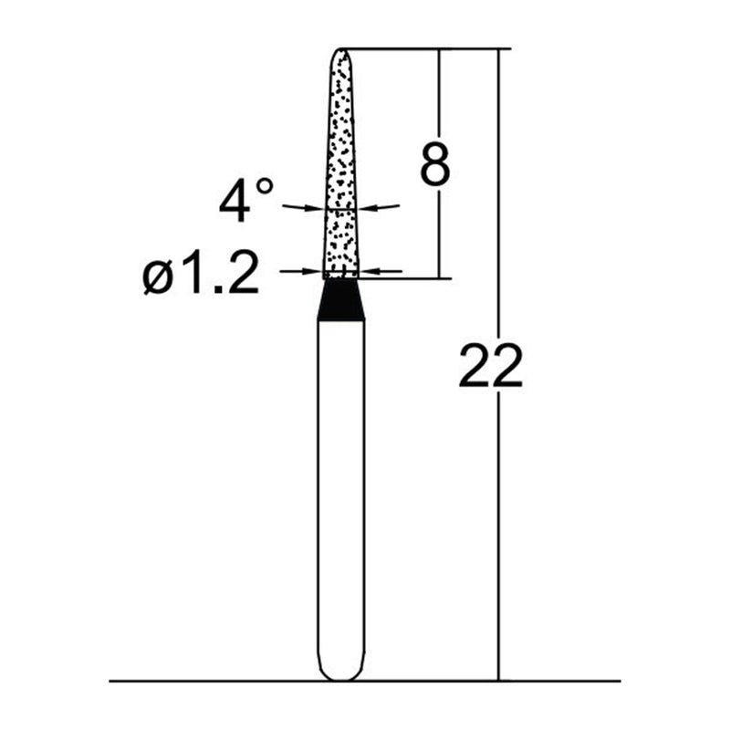 Torpedo, Conical 1.2 mm Dia. Extra Coarse Grit Diamond Bur 5 per pack. 294.12EC4