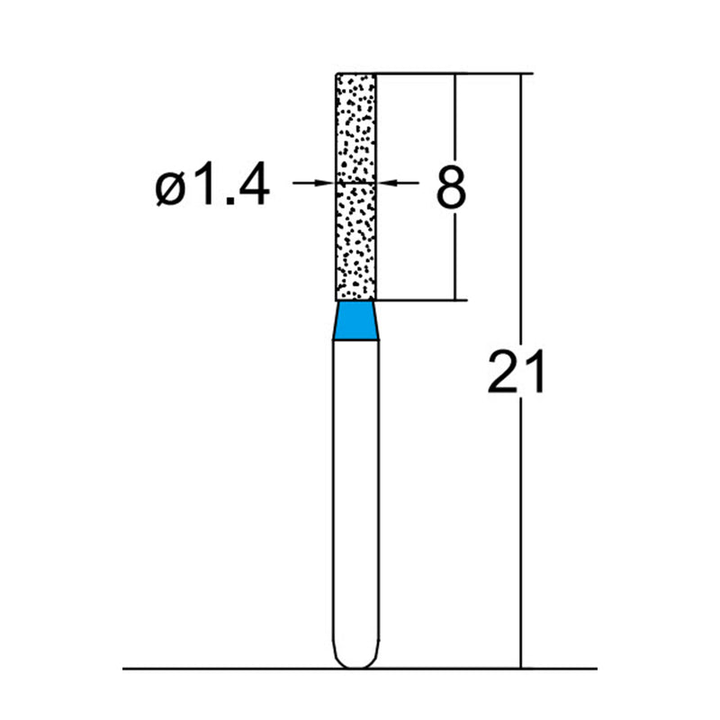 Cylindrical 1.4 mm Dia. Medium Grit Diamond Bur 5 per pack. 107.14M2