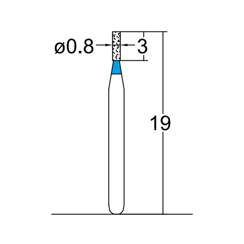 Cylindrical 0.8 mm Dia. Medium Grit Diamond Bur 5 per pack. 107.8M2