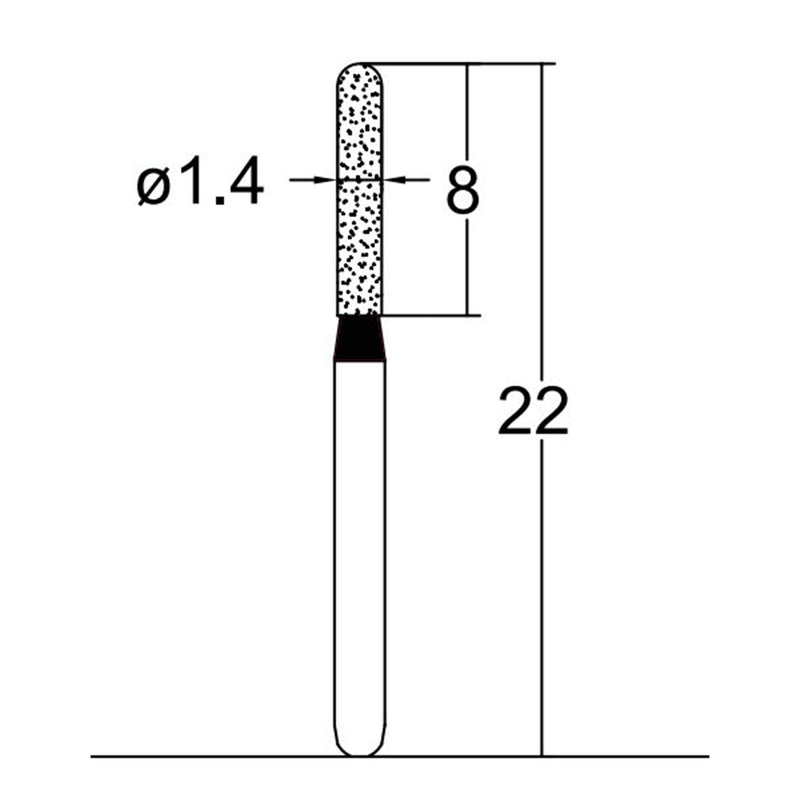 Cylindrical, Hemispherical End 1.4 mm Dia. Extra Coarse Grit Diamond Bur 5 per pack. 137.14EC1