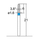 Torpedo, Conical 1.6 mm Dia. Medium Grit Diamond Bur 5 per pack. 294.16M1 - Osung USA