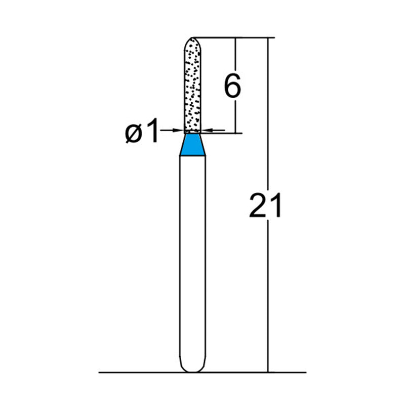 Torpedo, Cylindrical 1 mm Dia. Medium Grit Diamond Bur 5 per pack. 284.10M1
