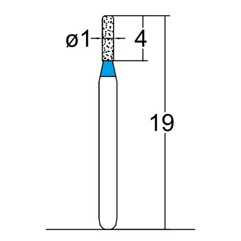 Cylindrical, Rounded Edge 1 mm Dia. Medium Grit Diamond Bur 5 per pack. 156.10M1
