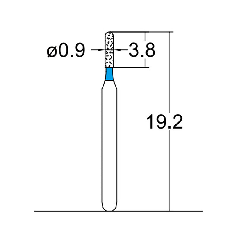 Cylindrical, Hemispherical End 0.9 mm Dia. Medium Grit Diamond Bur 5 per pack. 137.9M1