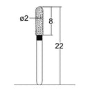 Cylindrical, Hemispherical End 2 mm Dia Extra Coarse Grit Diamond Bur 5 per pack. 137.20EC1