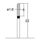 Cylindrical, Hemispherical End 1.6 mm Dia. Extra Coarse Grit Diamond Bur 5 per pack. 137.16EC1
