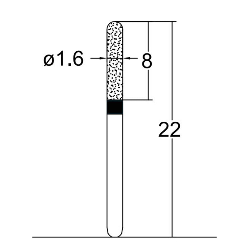 Cylindrical, Hemispherical End 1.6 mm Dia. Extra Coarse Grit Diamond Bur 5 per pack. 137.16EC1