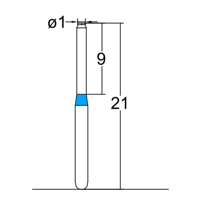 Cylindrical, End Cutting Only 1 mm Dia. Medium Grit Diamond Bur, 5 per pack. 150.10M1