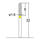 Torpedo, Cylindrical 1.6 mm Dia. Extra Fine Grit Diamond Bur 5 per pack. 284.16EF1 - Osung USA