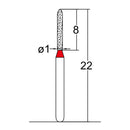 Torpedo, Cylindrical 1 mm Dia. Fine Grit Diamond Bur 5 per pack. 284.10F2
