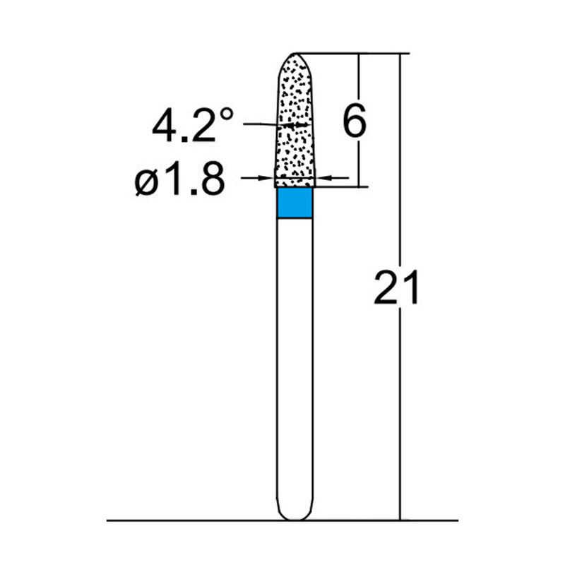 Torpedo, Conical 1.8 mm Dia. Medium Grit Diamond Bur 5 per pack. 294.18M1